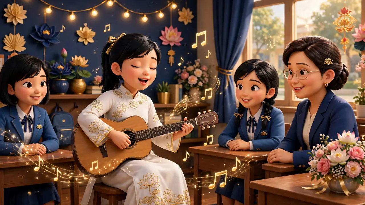 Học sinh hát tặng cô giáo nhân ngày Phụ nữ Việt Nam 20/10